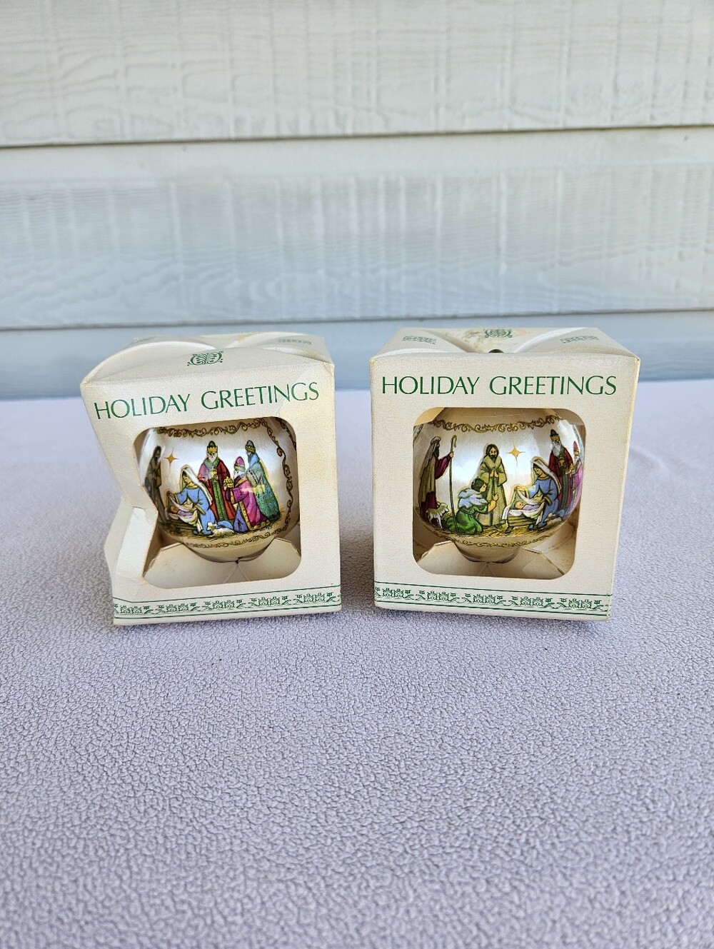 Holiday Greetings Paper Nativity Ball Round Foam Christmas Ornaments 2 1/4"